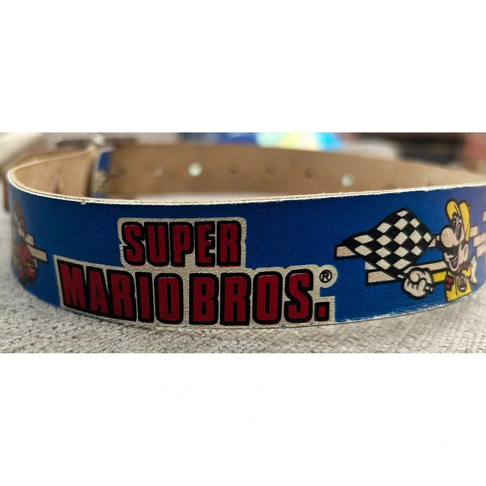 Vintage 1988 Nintendo Super Mario Bros Kids Belt Lee Blue Bonded Leather 20-22